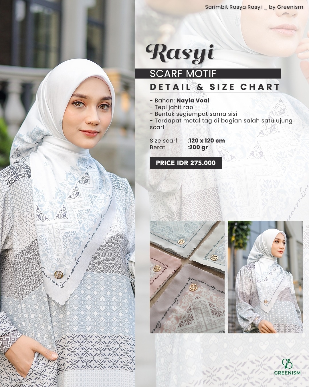 RASYI SCARF MOTIF DEWASA I READY STOCK