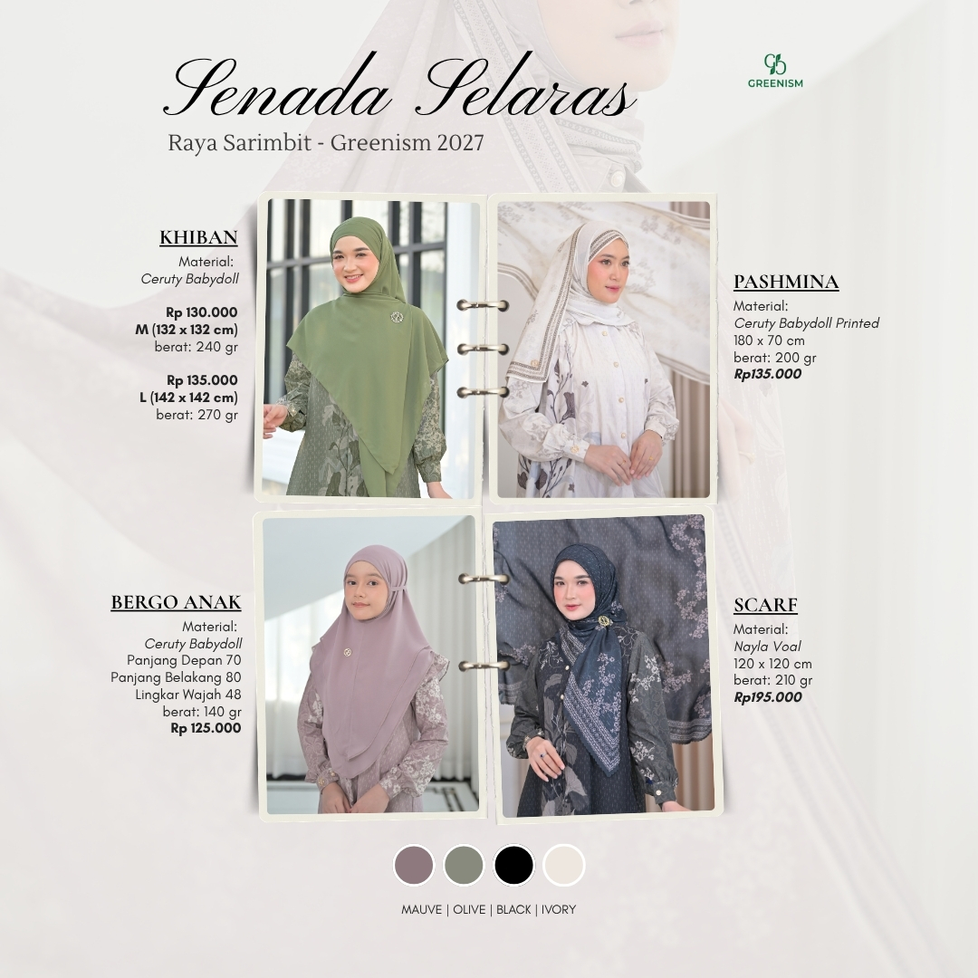 GREENISM | Ready Stock | Senada Selaras Scarf | All Color | Sarimbit Terbaru Lebaran 2027