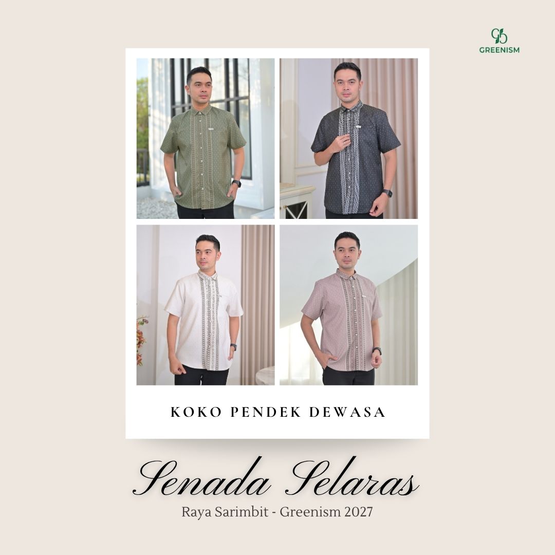 Greenism | Ready Stock | Senada Selaras Koko Dewasa Lengan Pendek | All Color | Sarimbit Terbaru Lebaran 2027
