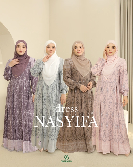 Image of GREENISM - Nasyifa Dress Lioner Richie | Busui friendly Gamis Daily