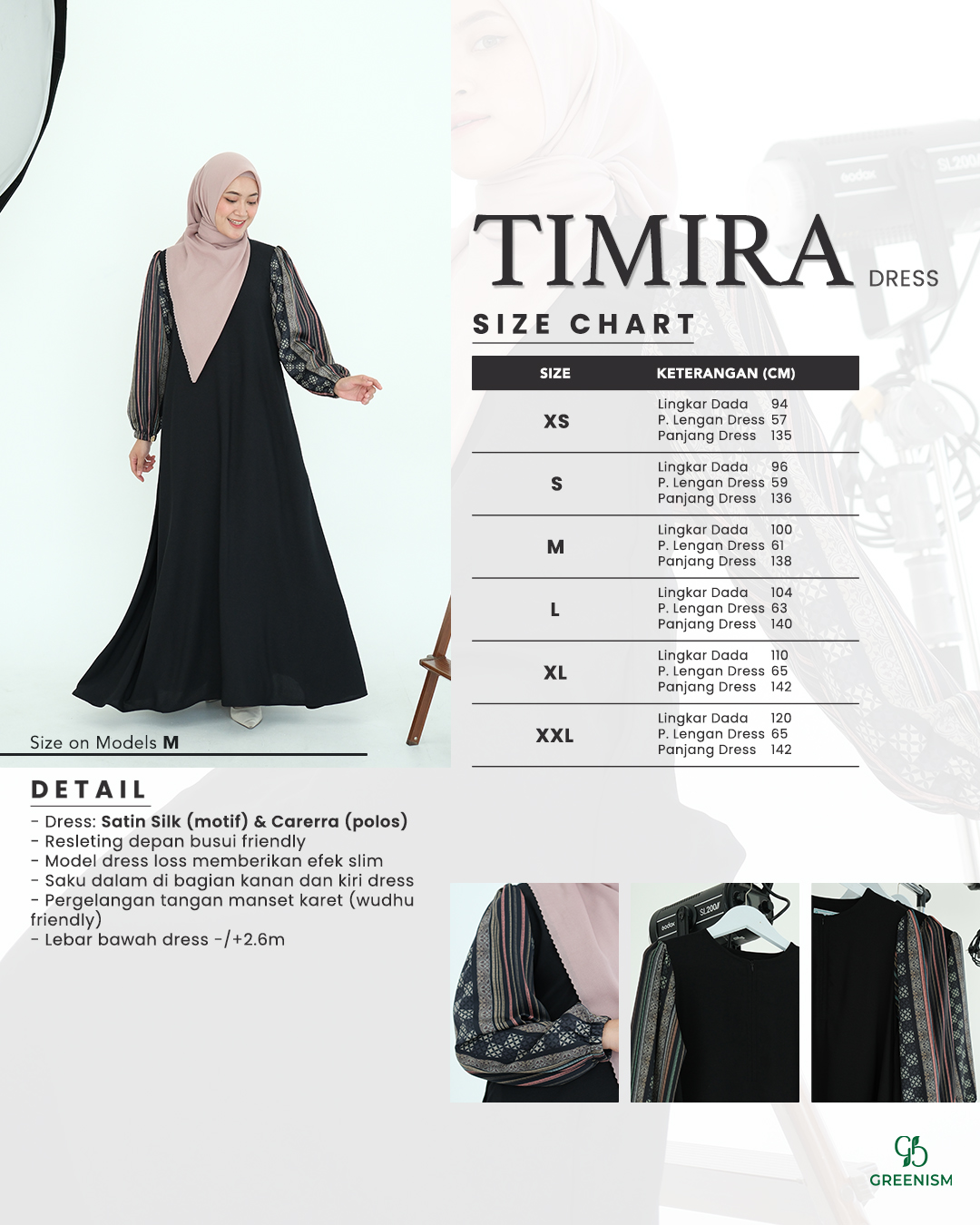 GREENISM - Timira Dress Satin Silk | Busui friendly Gamis Daily