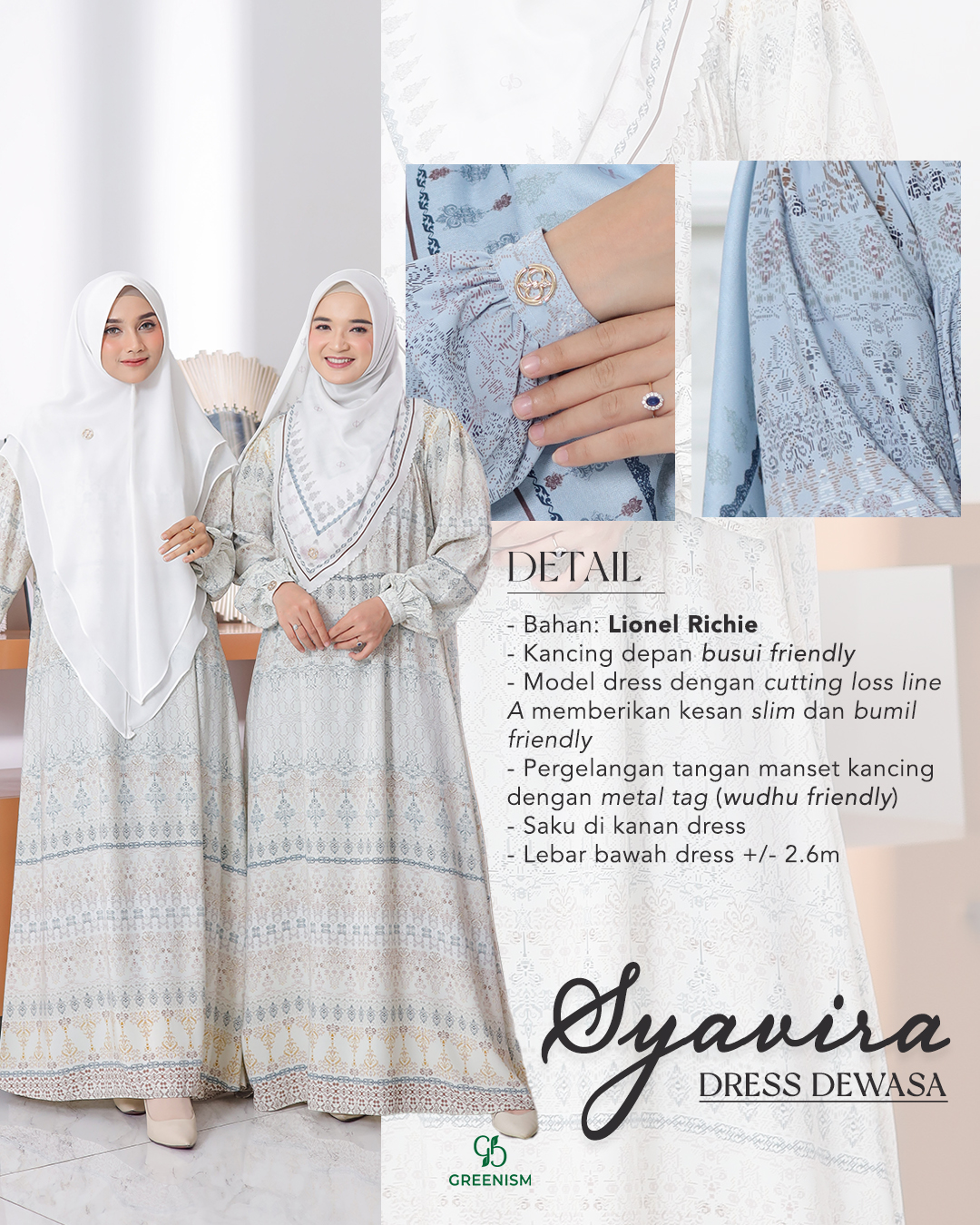 GREENISM - Syavira Dress Lionel Richie | Busui friendly Gamis Daily