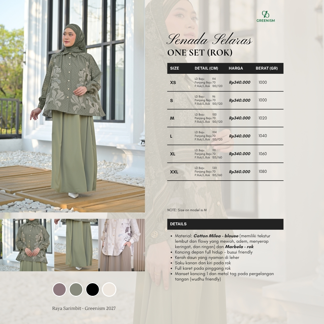 Greenism | Pre Order | Senada Selaras One Set | All Color | Sarimbit Terbaru Lebaran 2027