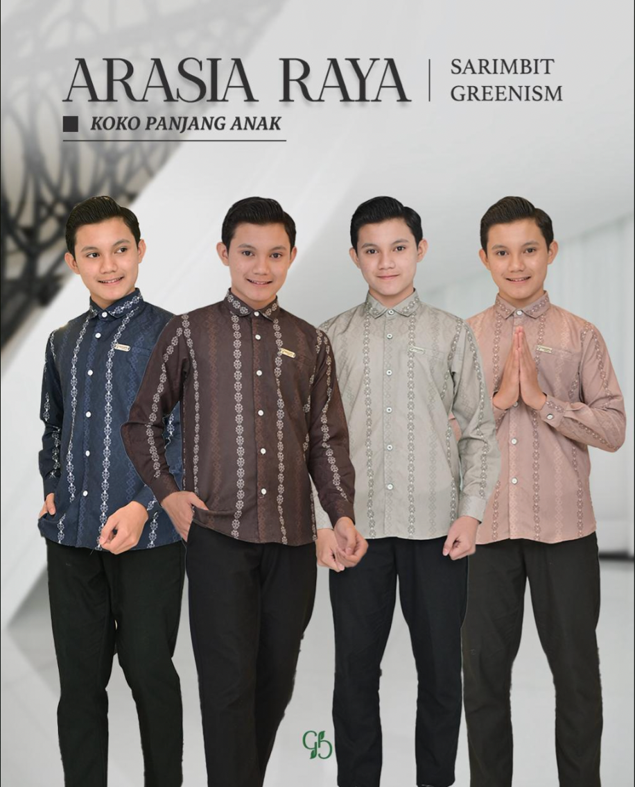 GREENISM - (All Colours) Arasia Raya Gamis Koko Anak Lengan Panjang | Baju Atasan Wanita Terbaru | Gamis Lebaran 2026 Model Gamis Terbaru