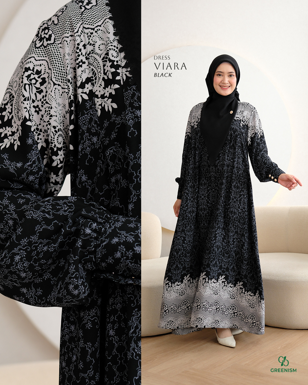 GREENISM - Viara Dress Lionel Richie | Busui friendly Gamis Daily