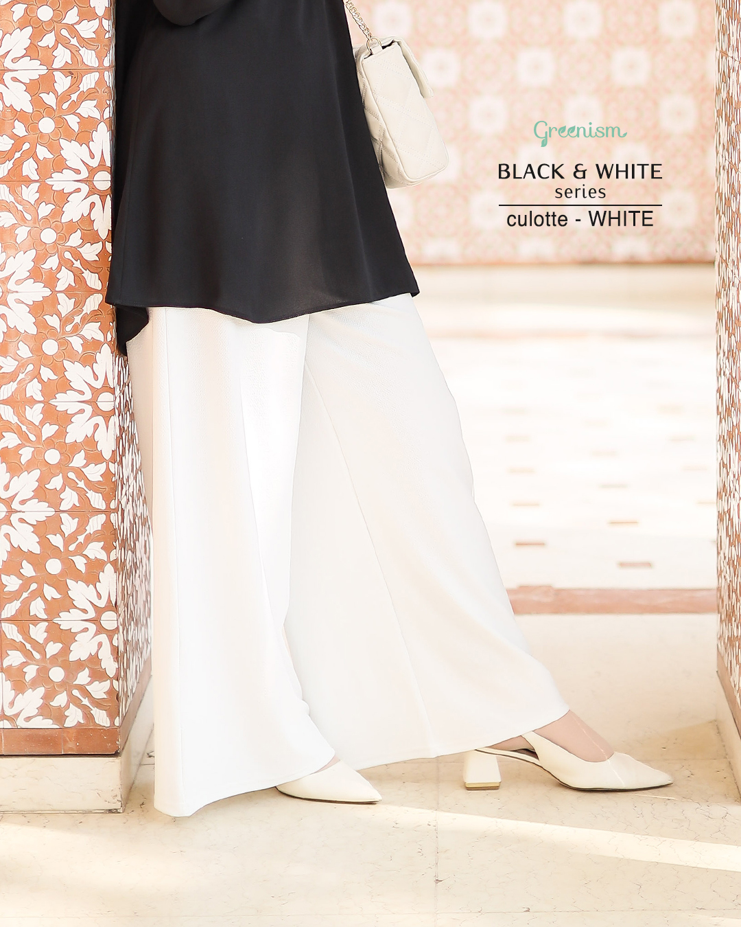 GREENISM - Black & White (KULOT & ROK)  Wavel Celena Kerja Wanita