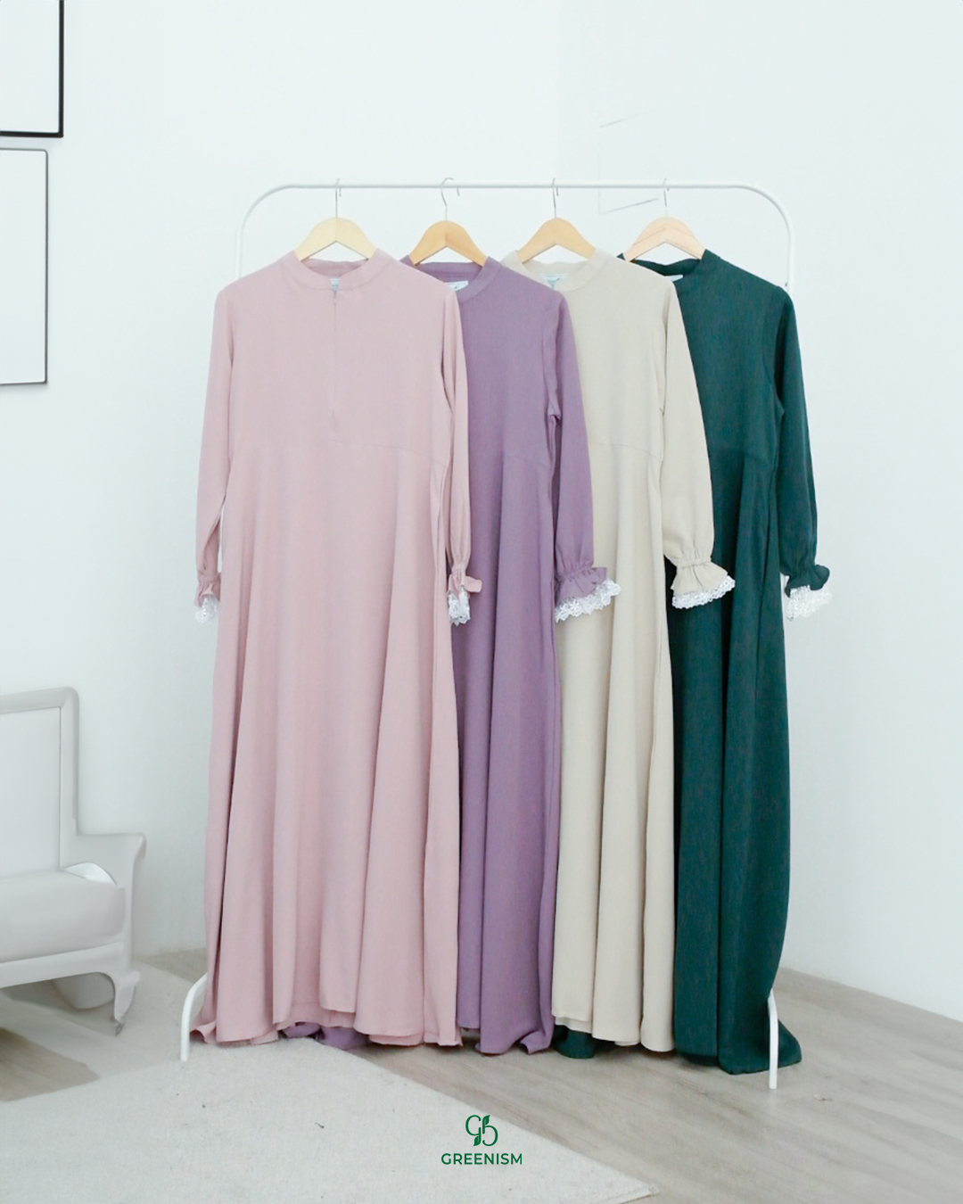 GREENISM - Adinda serie 2 Dress Rose Crepe | Busui friendly Gamis Daily