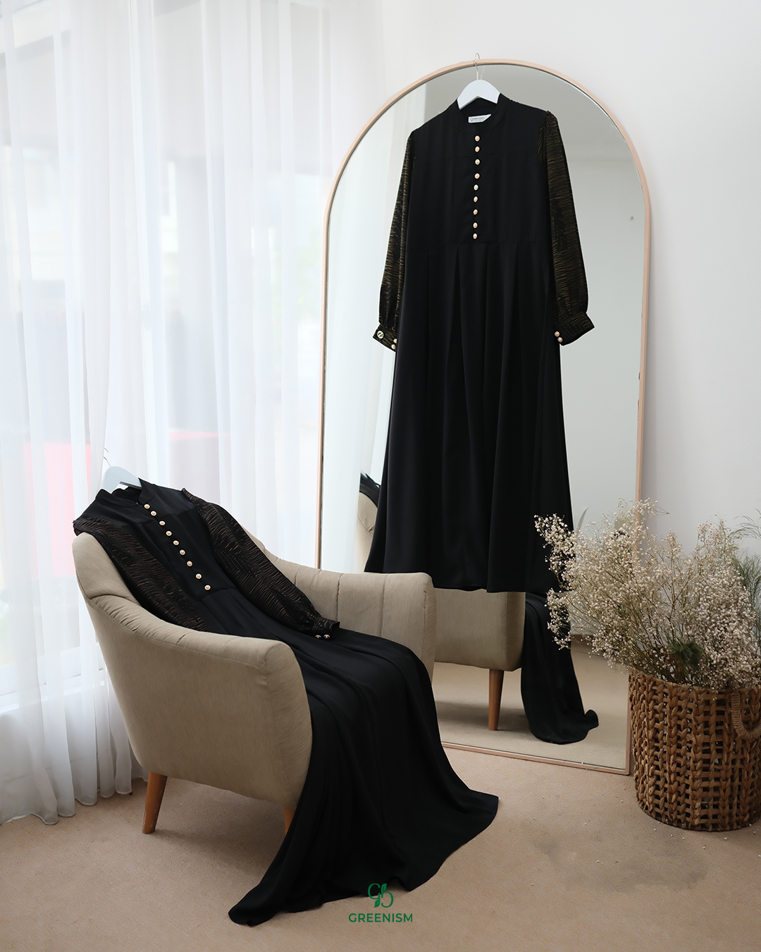 GREENISM - Agina Dress Yoris Jaquard | Busui friendly Gamis Daily