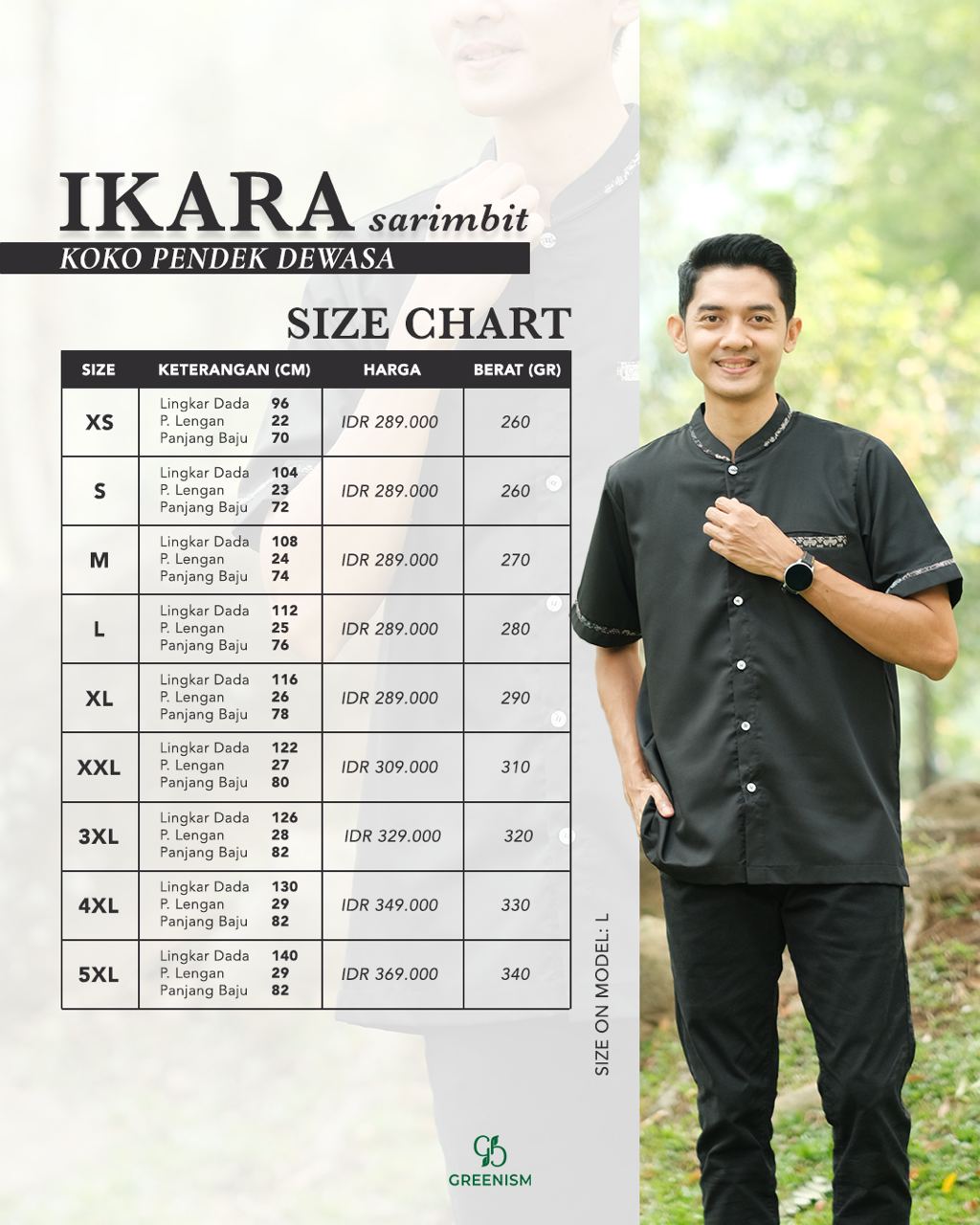 GREENISM - IKARA KOKO DEWASA PENDEK I READY STOCK