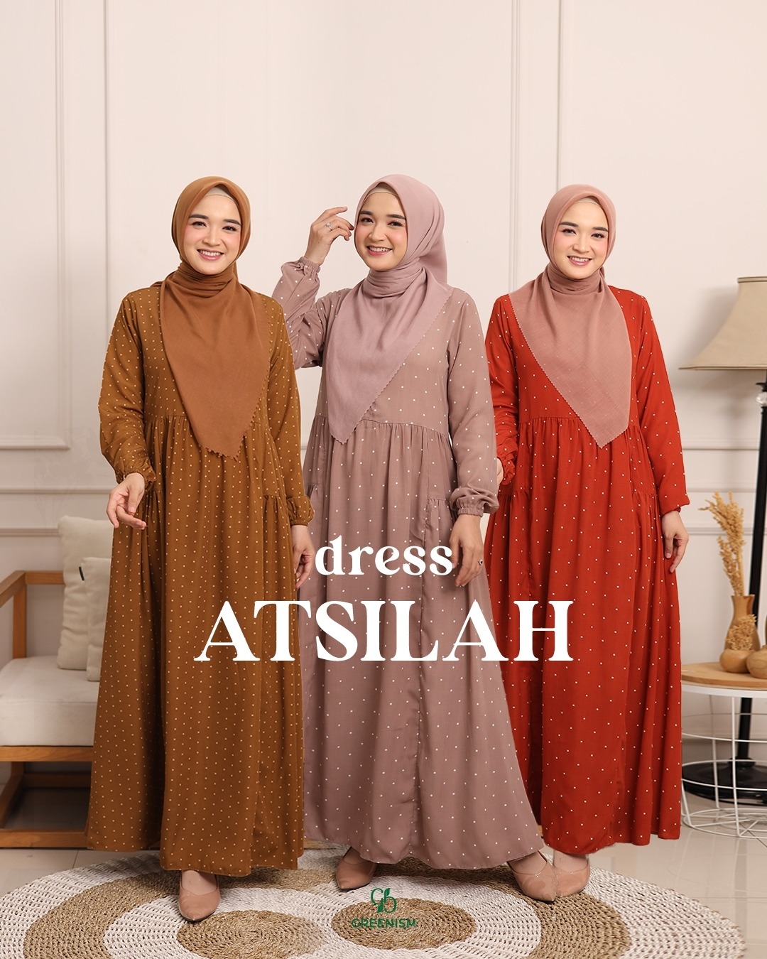 GREENISM - Atsilah Dress Woolpeach | Busui friendly Gamis Daily