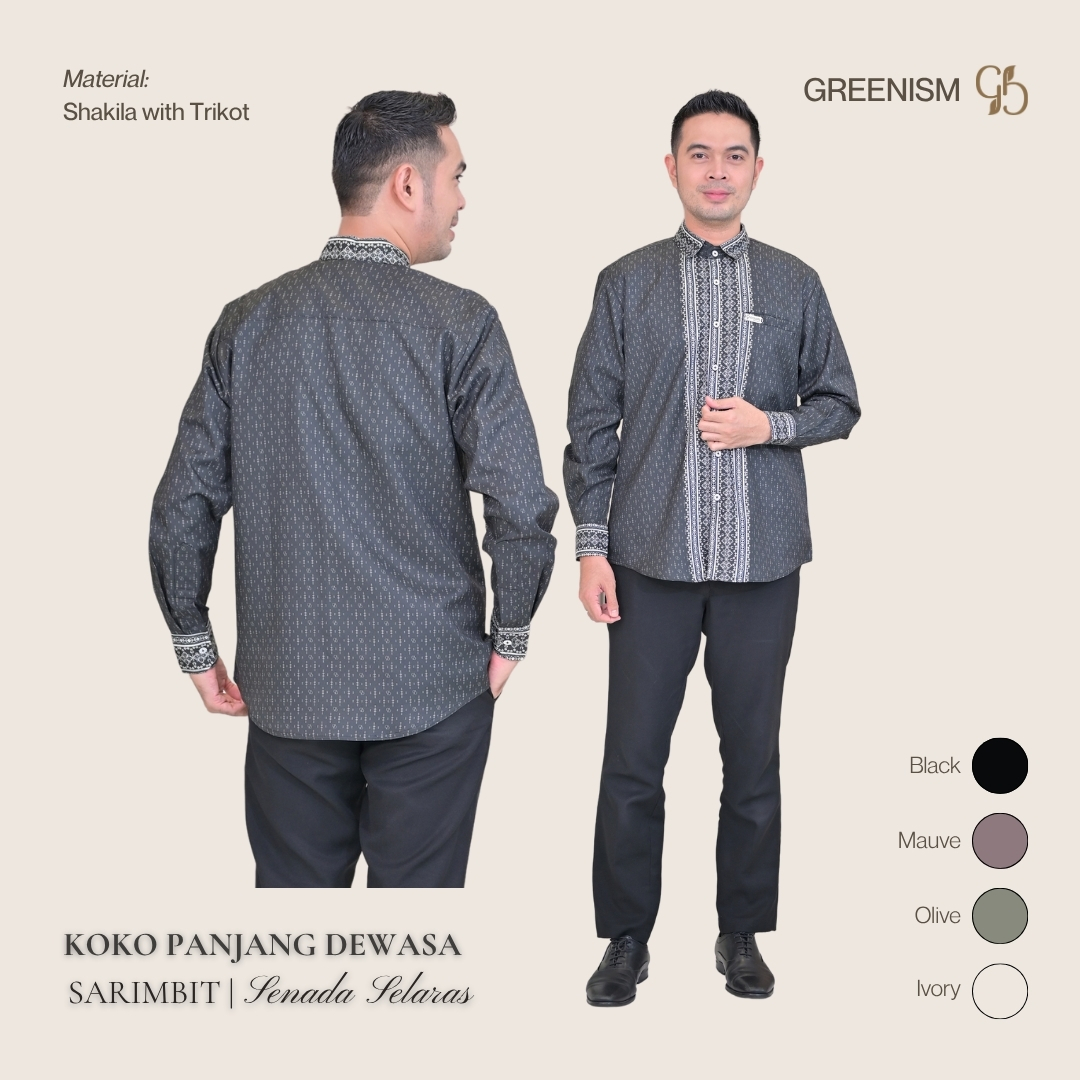 Greenism | Ready Stock | Senada Selaras Koko Dewasa Lengan Panjang | Sarimbit Terbaru Lebaran 2027 | All Color
