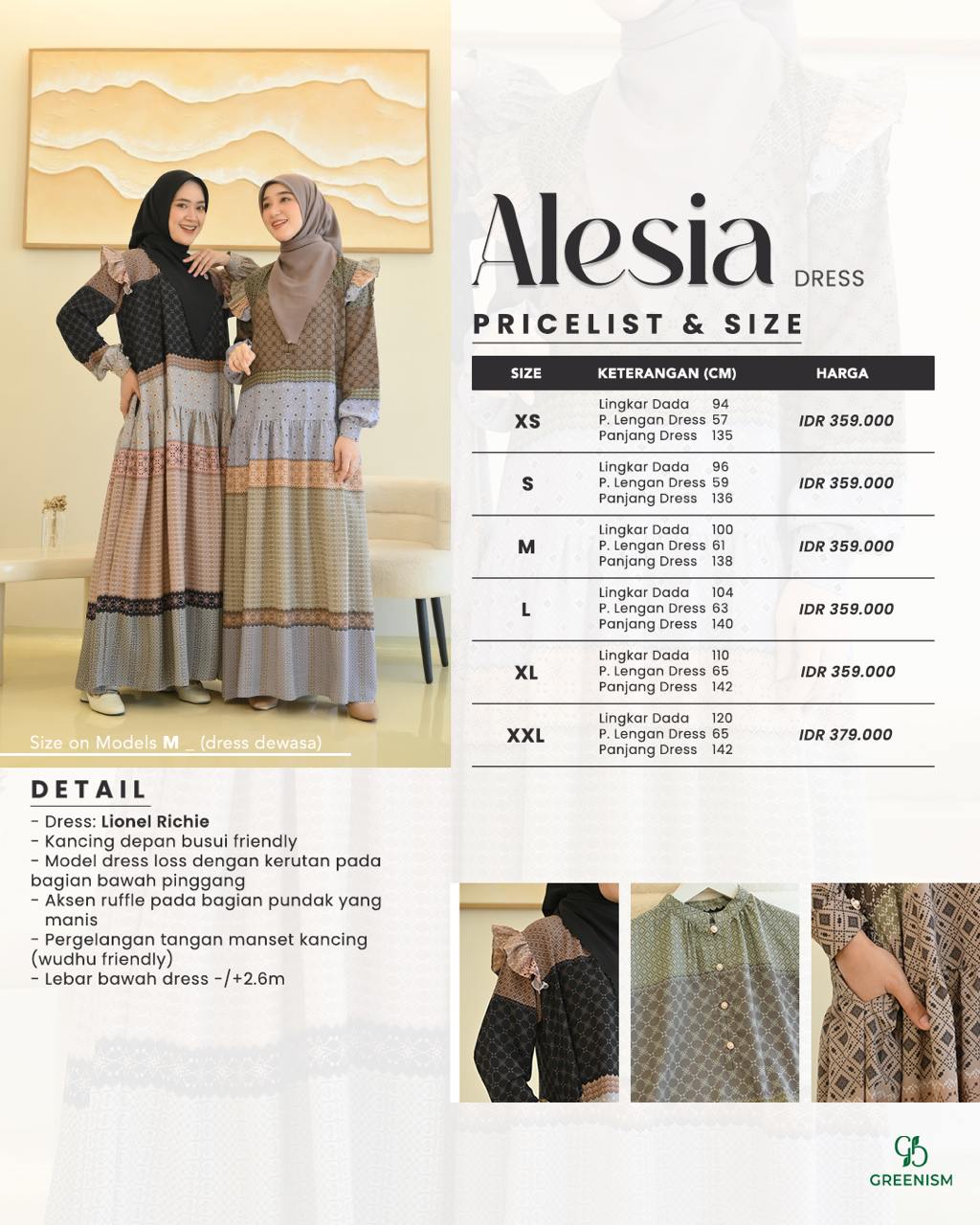 GREENISM | ALESIA DRESS WANITA | READY STOK