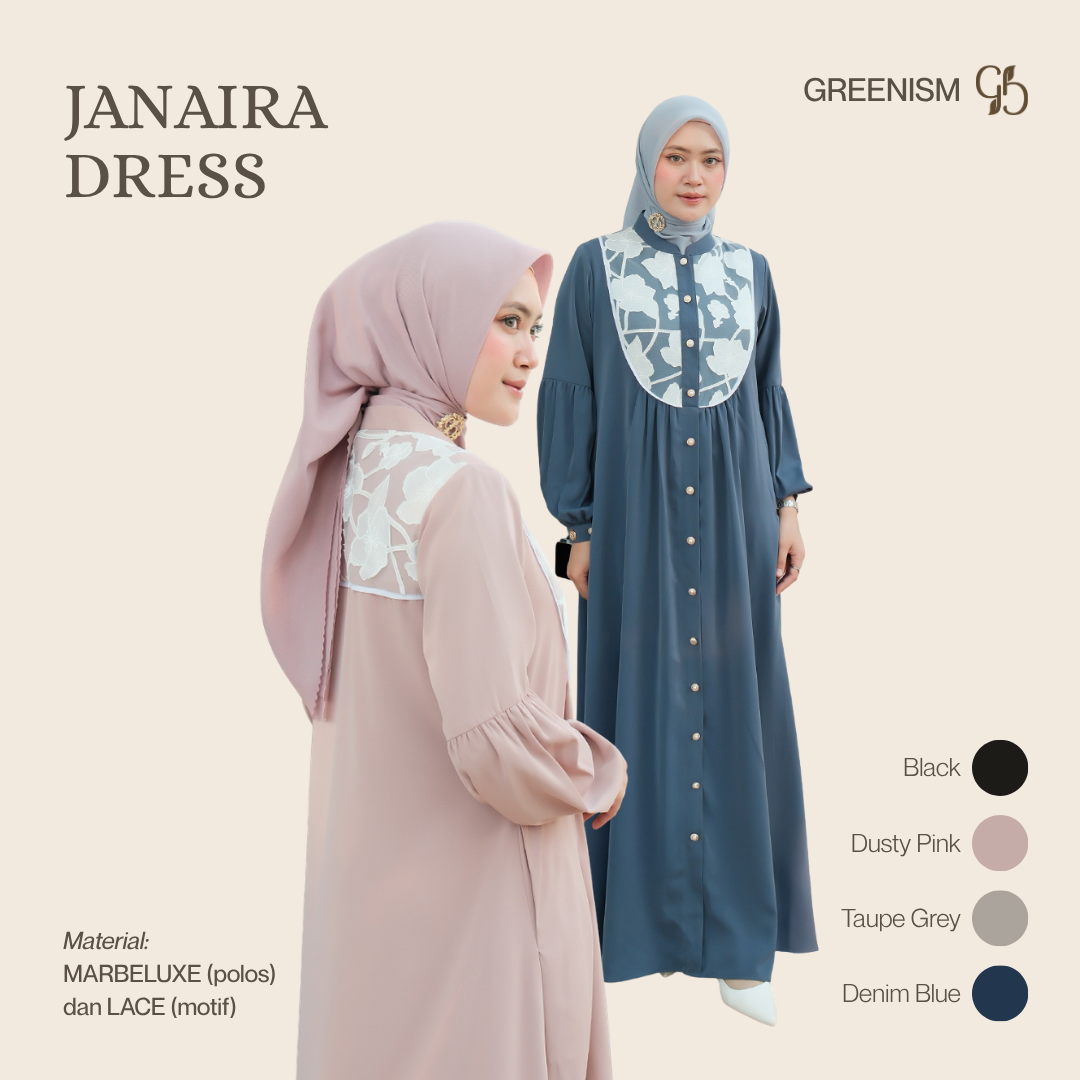 GREENISM I JANAIRA DRESS I GAMIS SIMPEL DAN MODERN