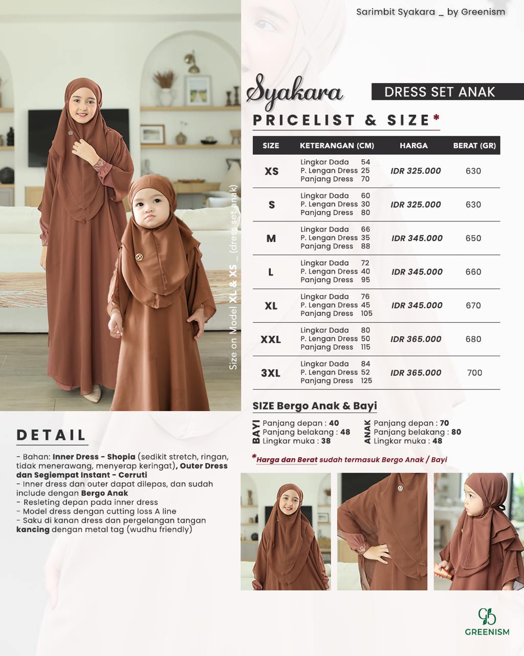 GREENISM - SYAKARA DRESS ANAK I READY STOCK