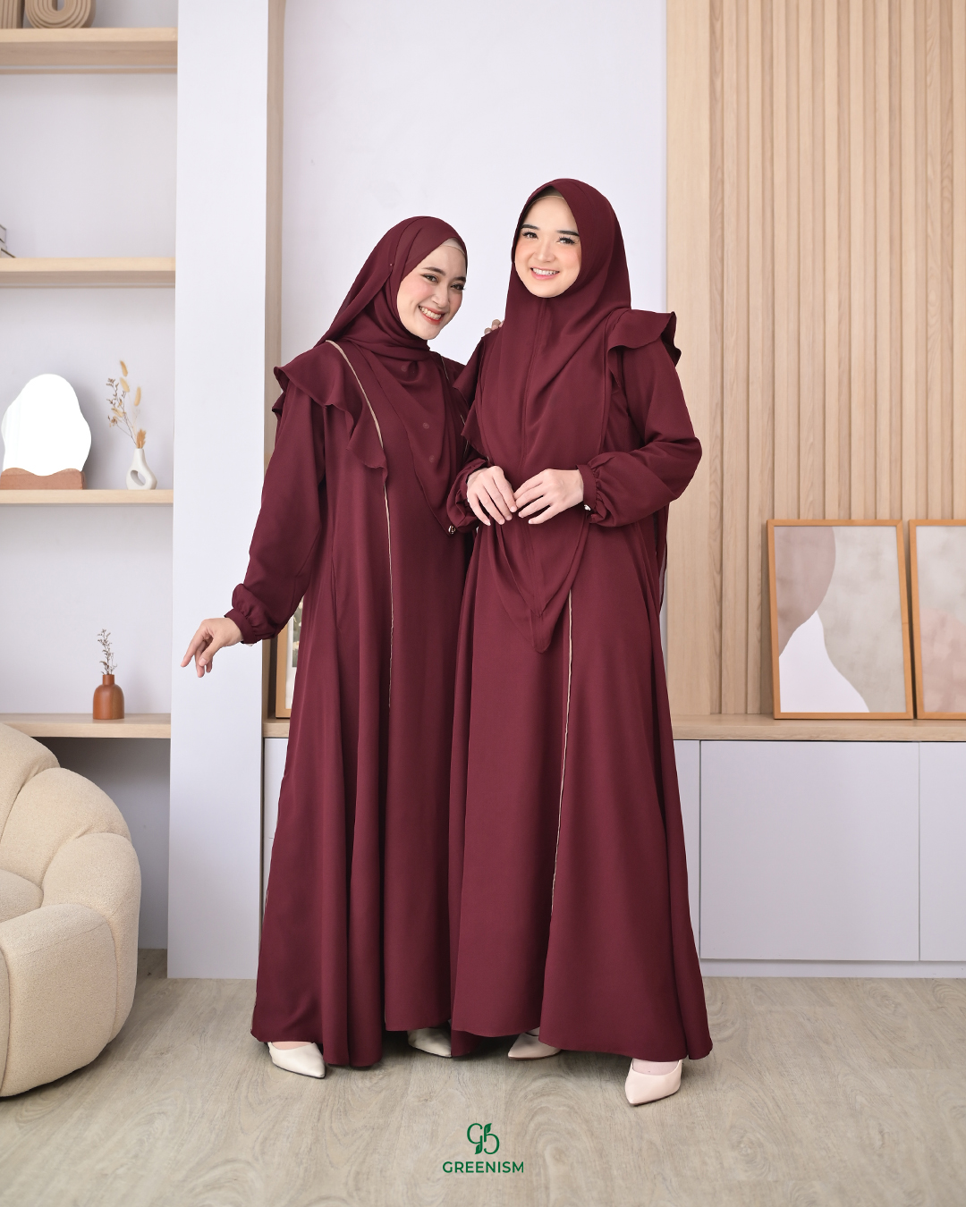 GREENISM - Zahura Dress Rose Crepe Premium | Busui friendly Gamis Daily
