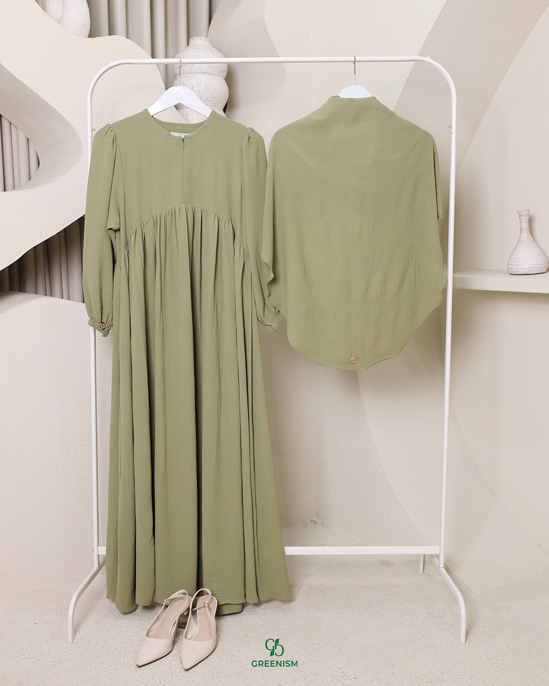 GREENISM - Atara Dress | Busui friendly Gamis Daily
