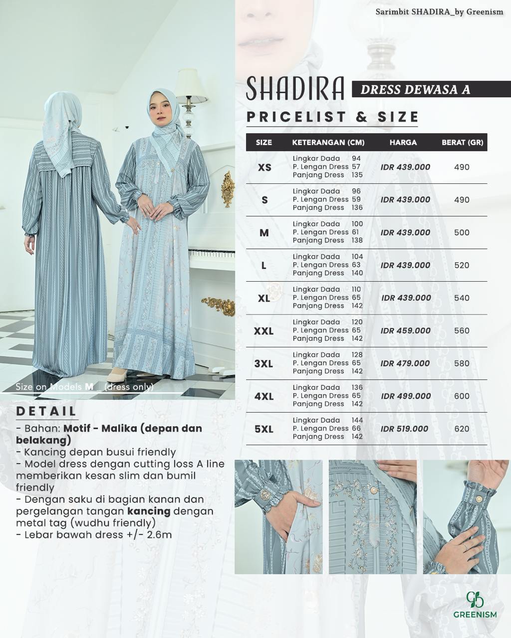 GREENISM - SHADIRA DRESS DEWASA (A) I READY STOCK