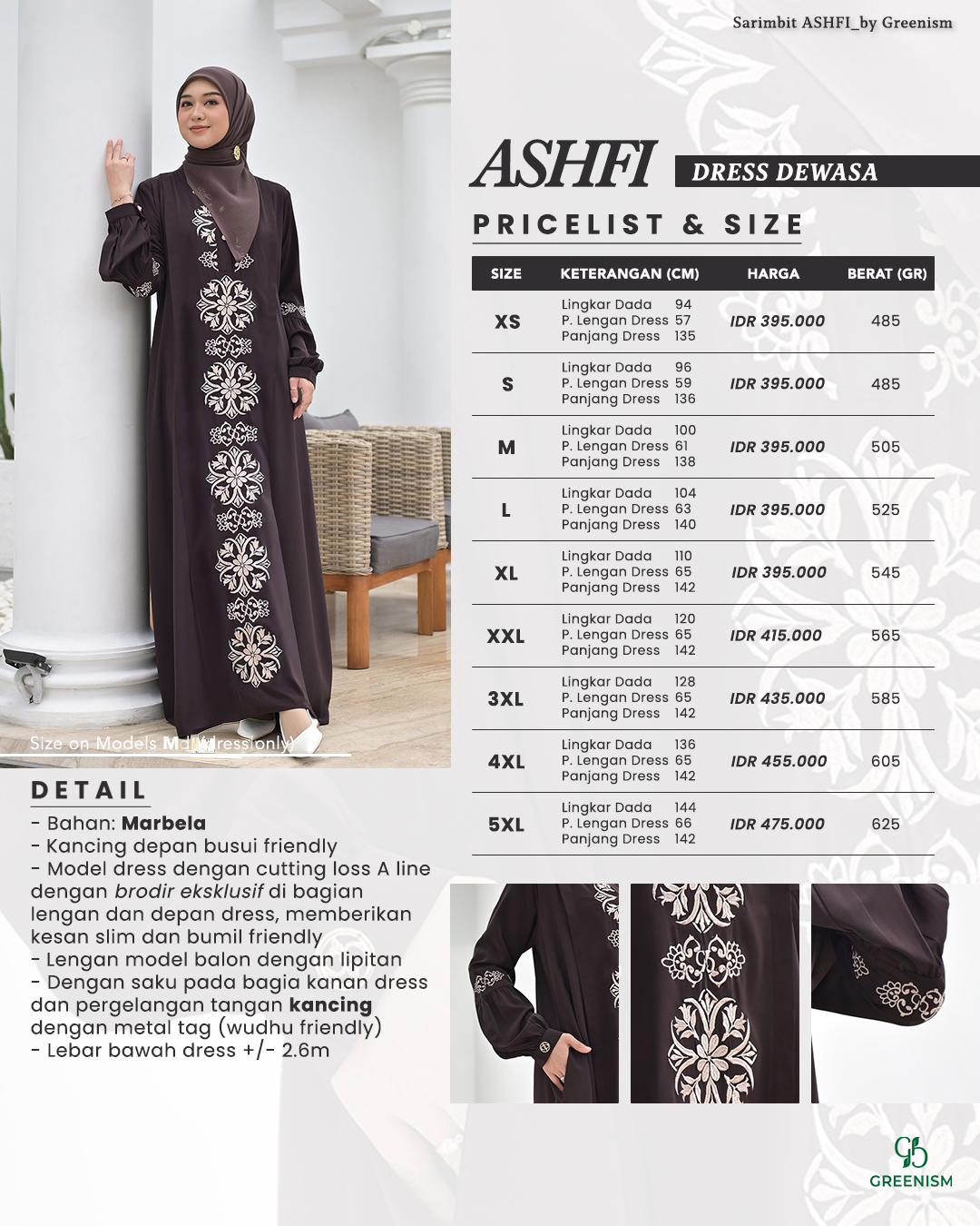 GREENISM -  (All Colours) Ashfi Dress Gamis Wanita | Sarimbit Terbaru Lebaran 2026