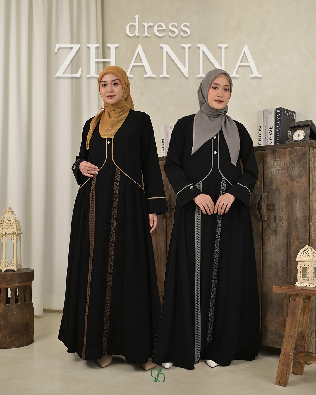 GREENISM - Zhanna Dress Jet black Gold Silver | Gamis Mewah Elegan Terbaru 2025