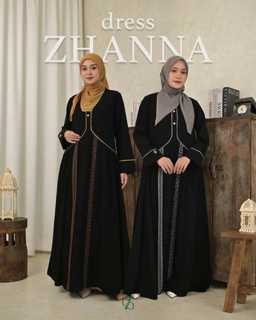 Image of GREENISM - Zhanna Dress Jet black Gold Silver | Gamis Mewah Elegan Terbaru 2025