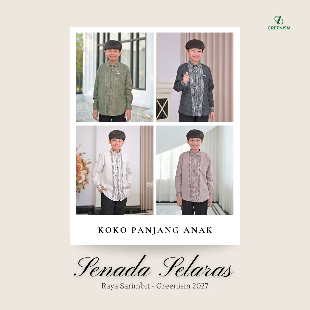 Greenism | Pre Order | Senada Selaras Koko Anak Lengan Panjang | All Color | Sarimbit Terbaru Lebaran 2027