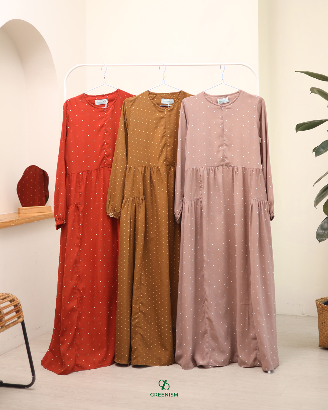 GREENISM - Atsilah Dress Woolpeach | Busui friendly Gamis Daily