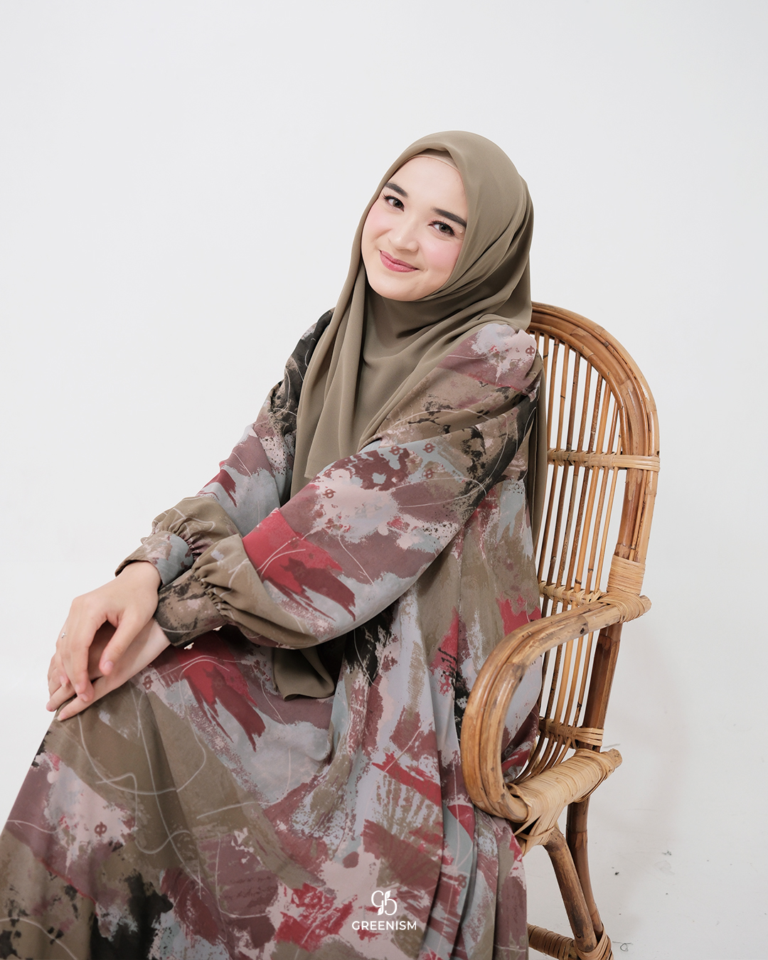 GREENISM - Aysha Dress Ceruti Printing Premium | Busui friendly Gamis Daily