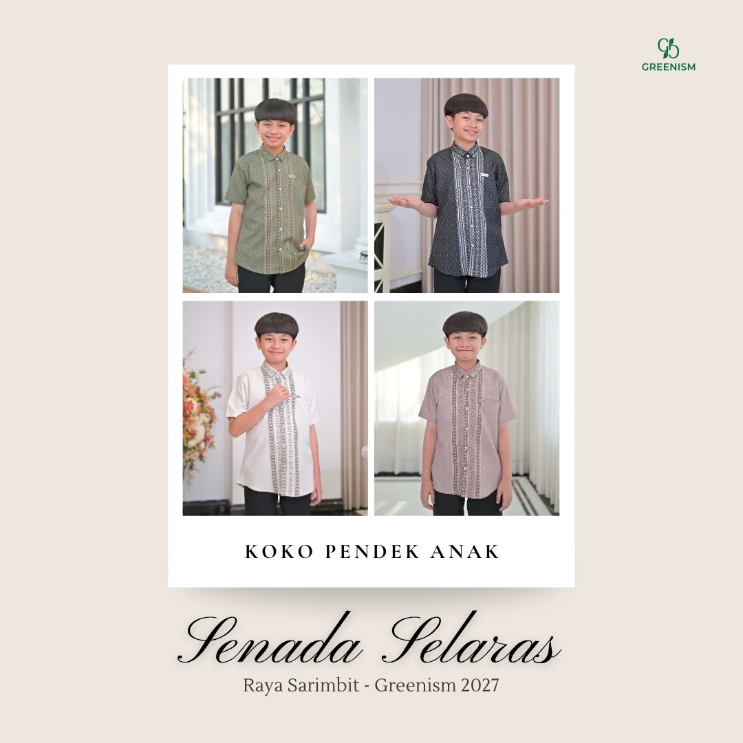 Greenism | Pre Order | Senada Selaras Koko Anak Lengan Pendek | All Color | Sarimbit Terbaru Lebaran 2027