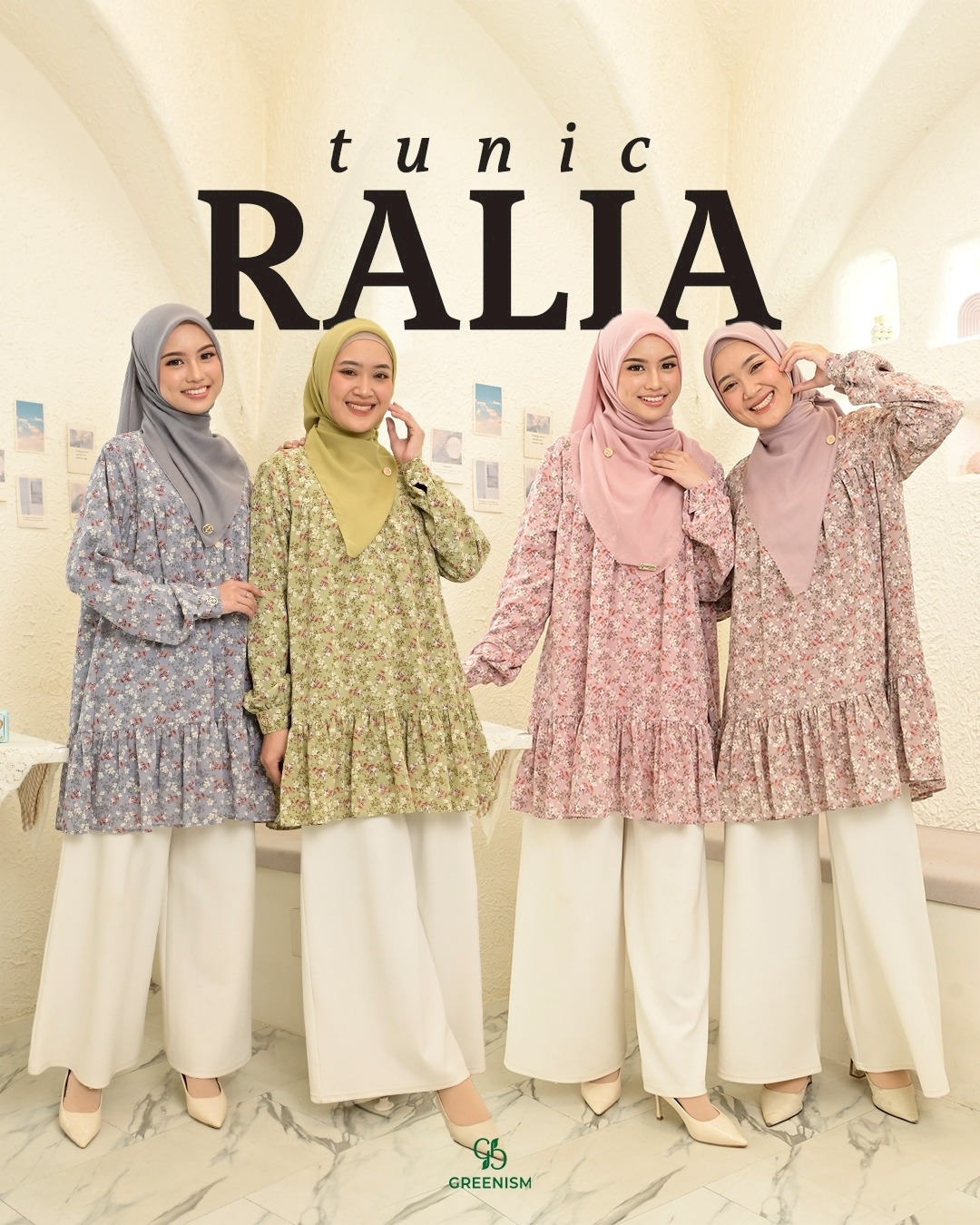 GREENISM - Ralia Tunik Ceruti Motif | Busui friendly Gamis Daily