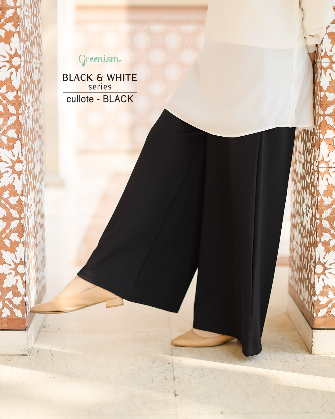 GREENISM - Black & White (KULOT & ROK)  Wavel Celena Kerja Wanita