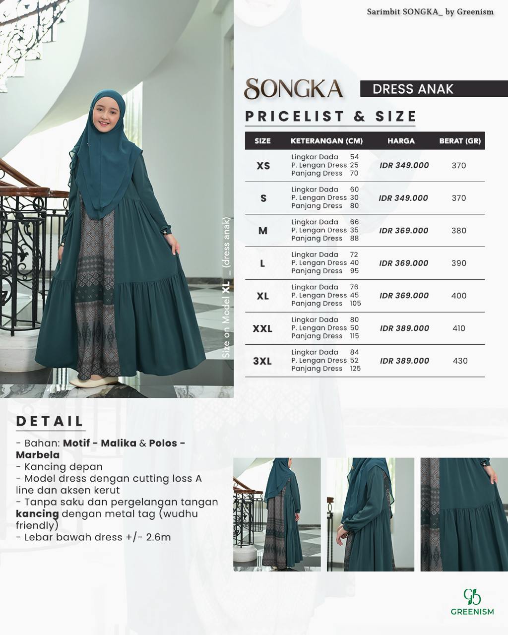GREENISM - SONGKA DRESS ANAK I READY STOCK