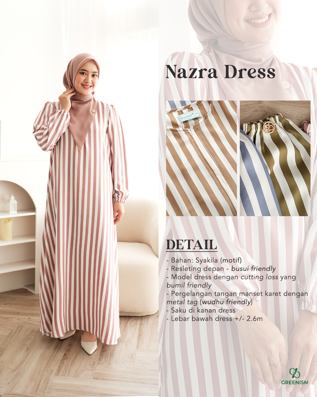 GREENISM - Nazra Dress | Busui friendly Gamis Daily