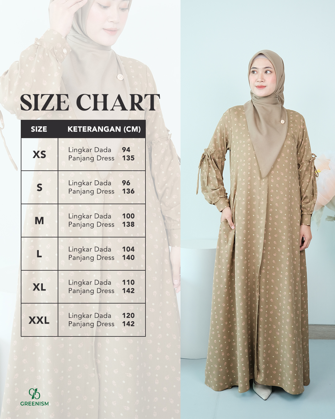 GREENISM - Syafani Dress Crinkle | Busui friendly Gamis Daily