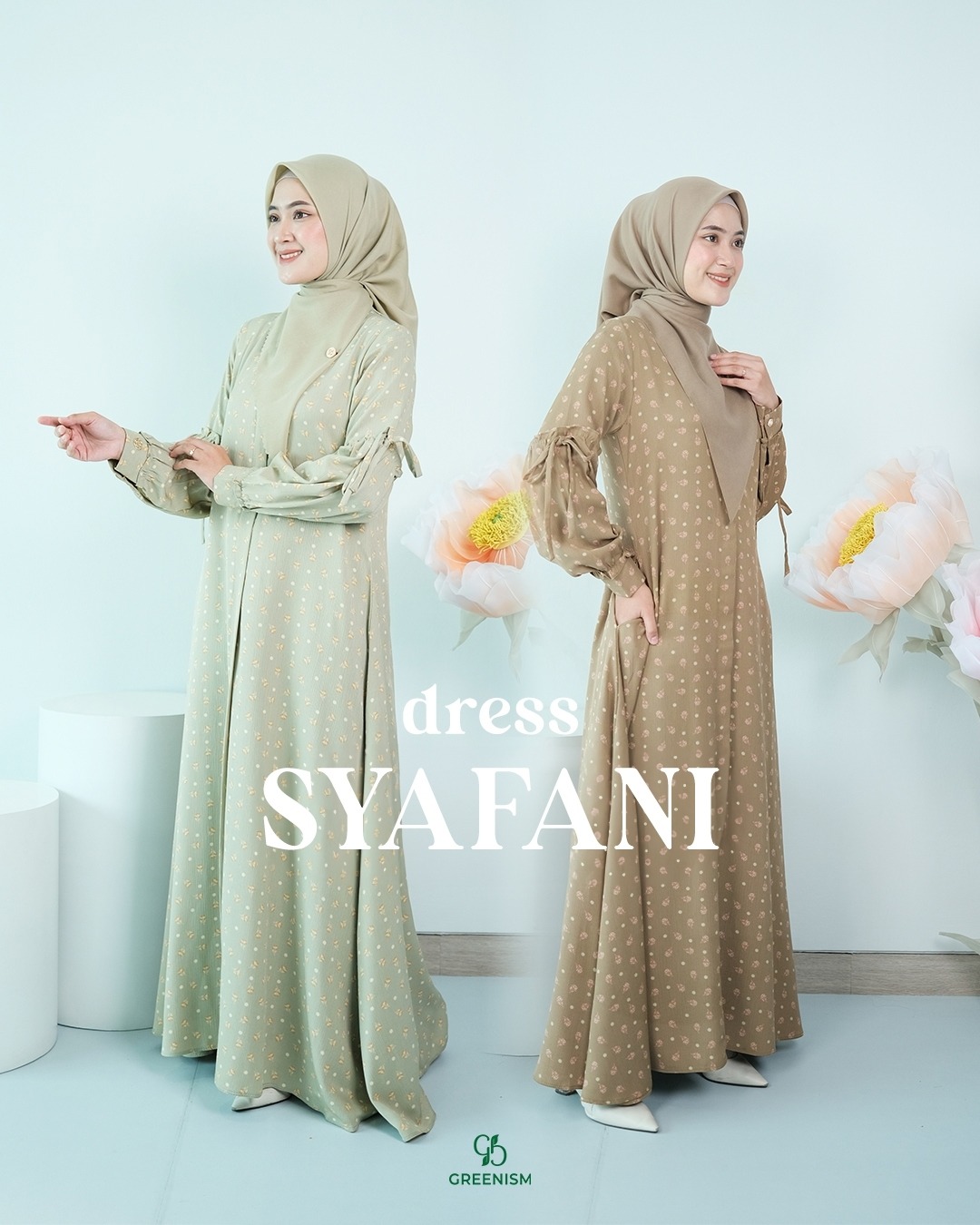 GREENISM - Syafani Dress Crinkle | Busui friendly Gamis Daily