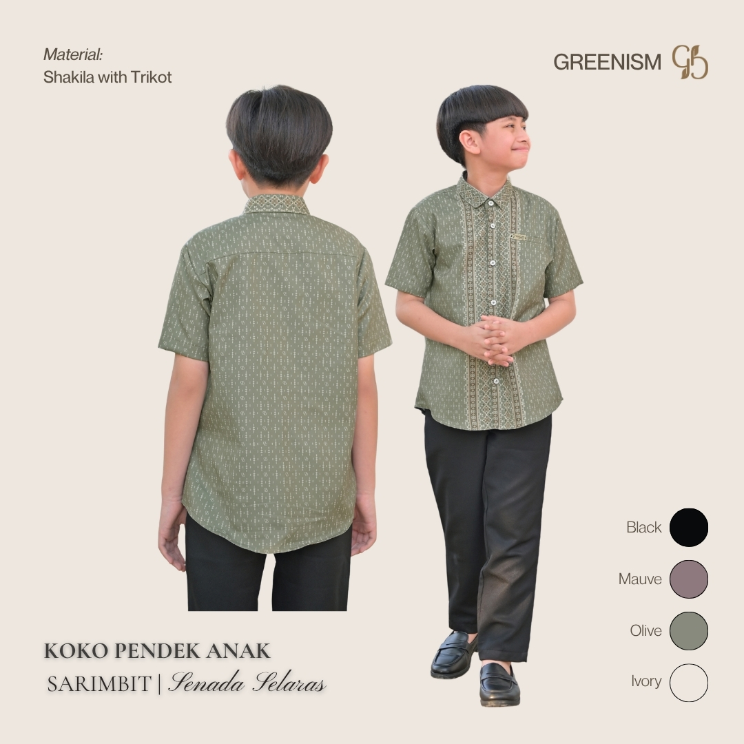 Greenism | Ready Stock | Senada Selaras Koko Anak Lengan Pendek | All Color | Sarimbit Terbaru Lebaran 2027