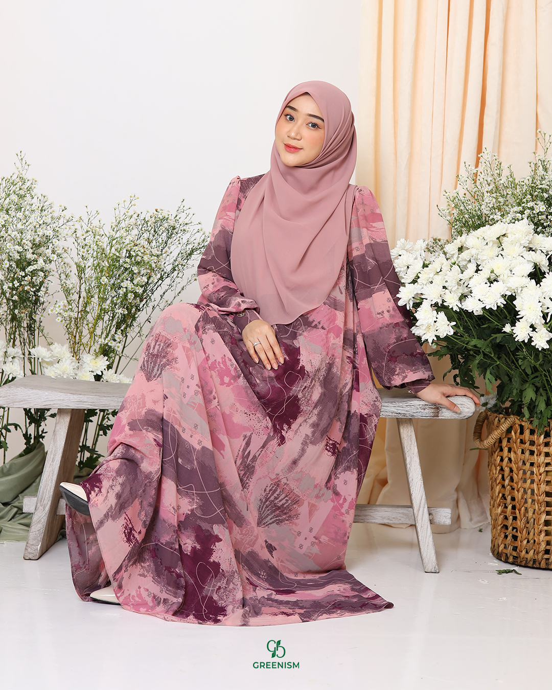 GREENISM - Aysha Dress Ceruti Printing Premium | Busui friendly Gamis Daily