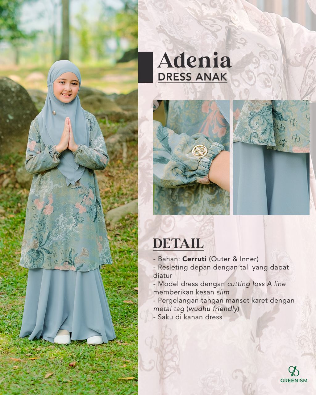 GREENISM - ADENIA DRESS ANAK I READY STOCk