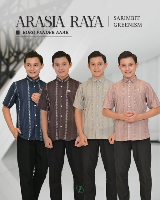 Image of GREENISM - (All Colours) Arasia Raya Koko Anak Lengan Pendek | Baju Atasan Wanita Terbaru | Gamis Lebaran 2026 Model Gamis Terbaru