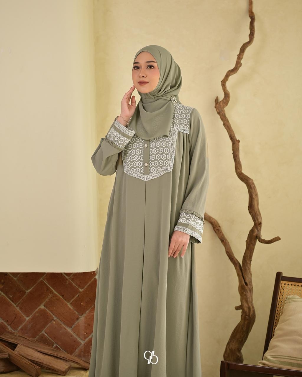 GREENISM - Nilan Dress Naeem flowy | Busui friendly Gamis Daily