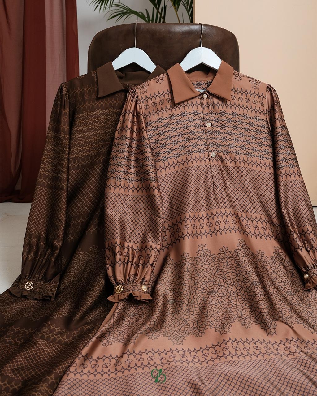 GREENISM - Anza Dress Satin Silk Ceruty | Busui friendly Gamis Daily