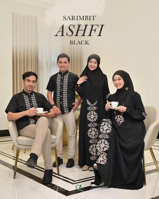 Image of SARIMBIT ASHFI DRES & KOKO WARNA BLACK | READY STOCK