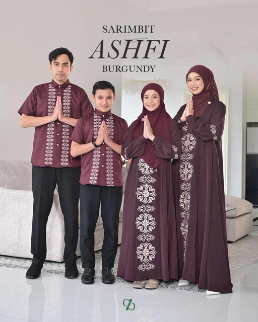 Image of SARIMBIT ASHFI DRES & KOKO WARNA BURGUNDY | READY STOCK