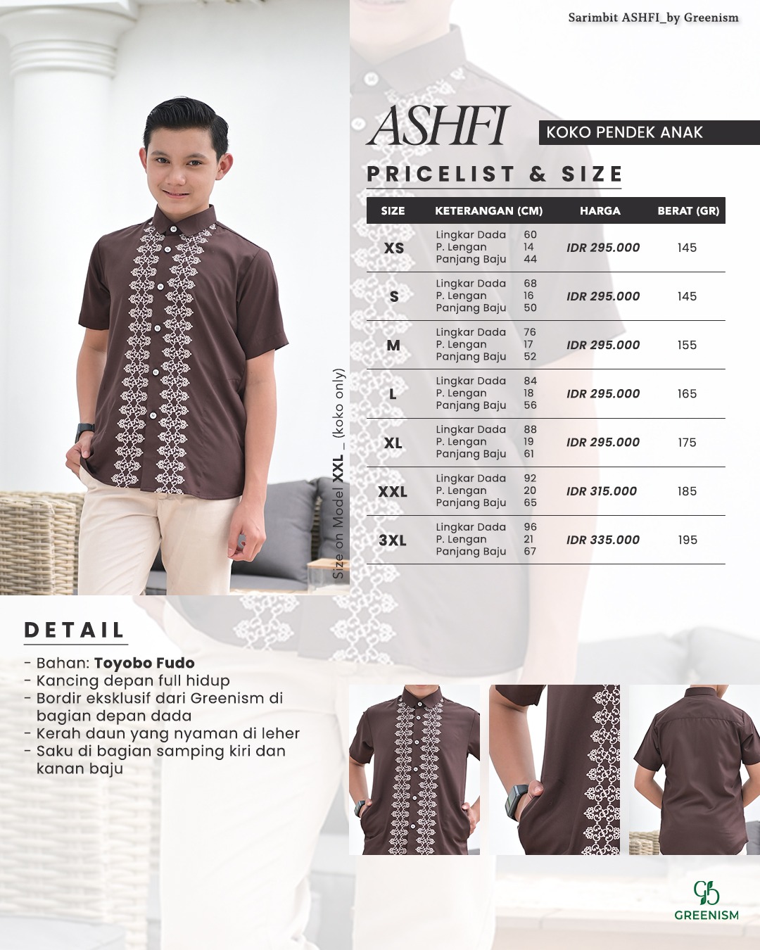 GREENISM - (All Colours) Ashfi Koko Anak Pendek | Baju Atasan Wanita Terbaru | Gamis Lebaran 2026