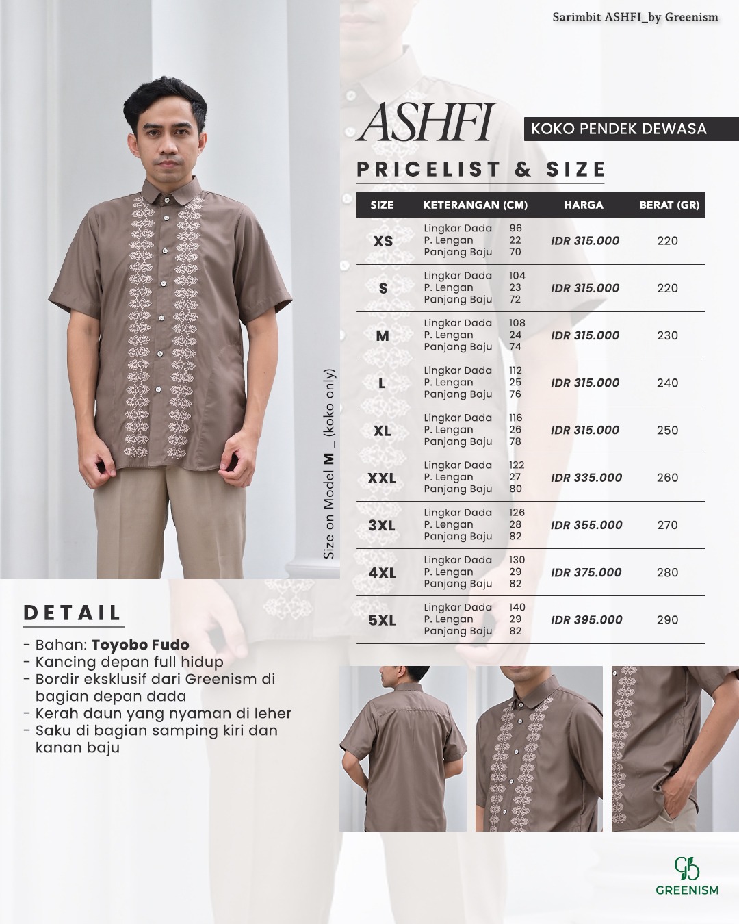 GREENISM - (All Colours) Ashfi Koko Dewasa Pendek | Baju Atasan Wanita Terbaru | Gamis Lebaran 2026