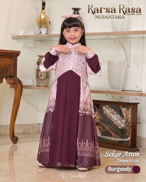 Image of Karsa Rasa Nusantara Burgundy - Sekar Arum Kids Dress