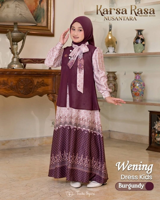 Image of Karsa Rasa Nusantara Burgundy - Wening Kids Dress