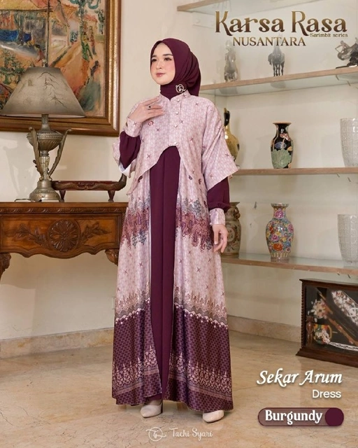 Image of Karsa Rasa Nusantara Burgundy - Sekar Arum Dewasa Dress