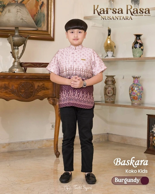 Image of Karsa Rasa Nusantara Burgundy - Baskara Kids Lengan Pendek