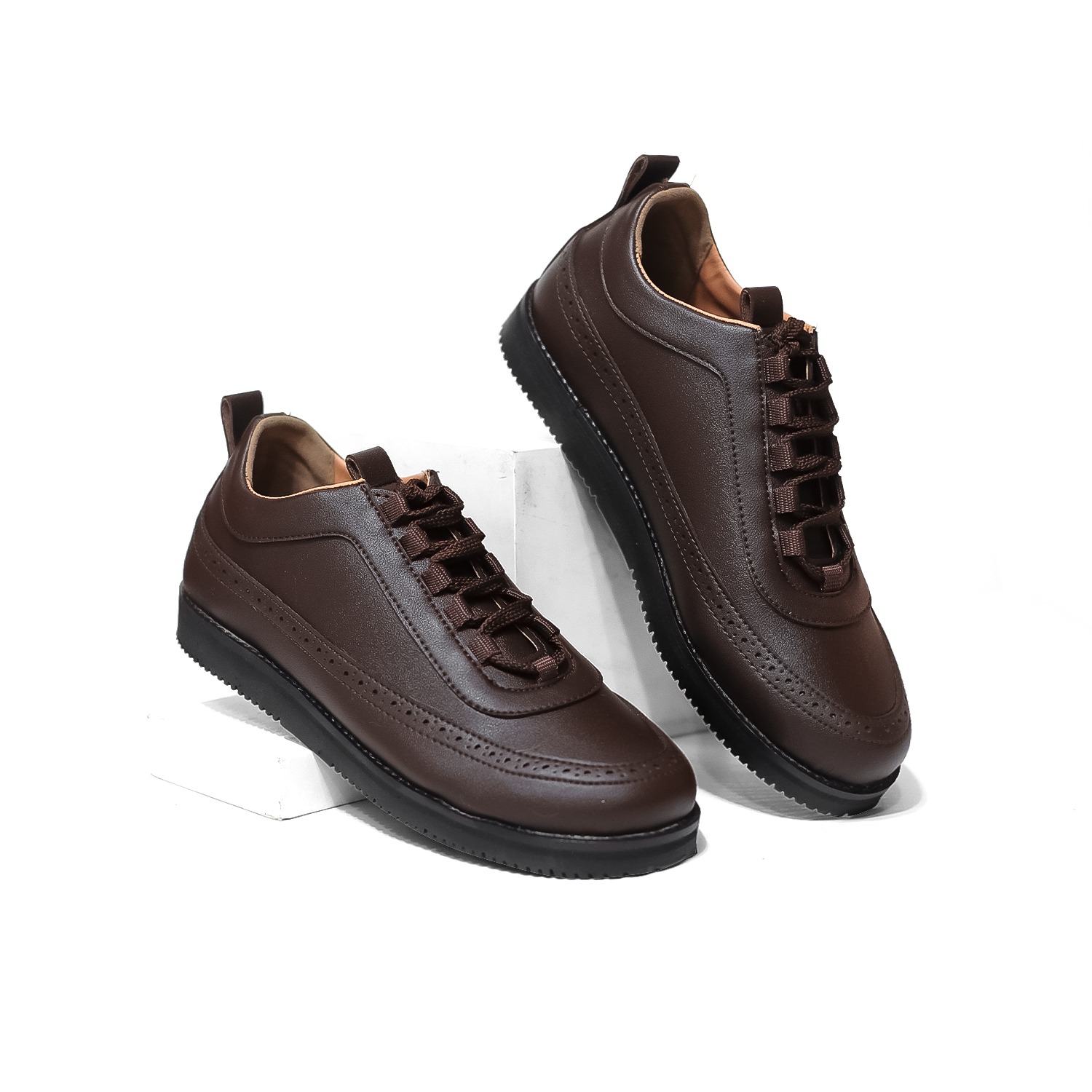 Sneakers Wing Brogue Dark Brown Genuine Leather