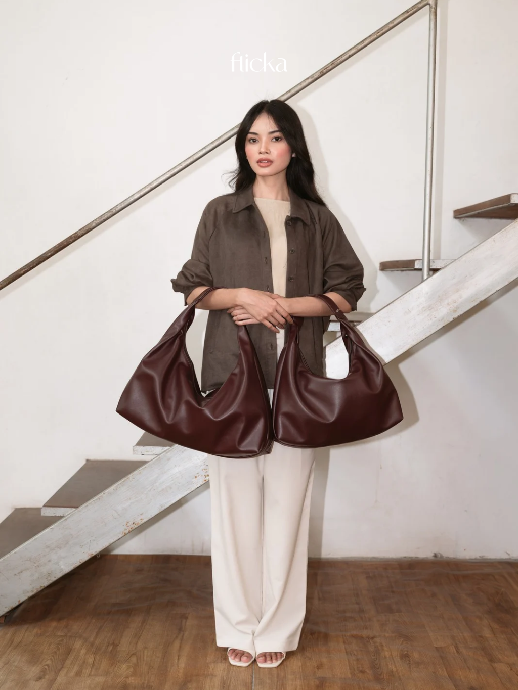 FLICKA BAGS - Leia Hobo Bag 3 Size Tas Slouchy Synthetic Leather - Tas Laptop 14-15 inch